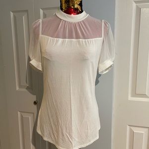 White sheer and tshirt material top